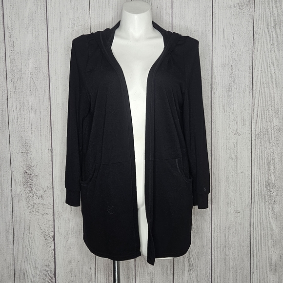 Torrid Active Open Front Black Hooded Cardigan With Pockets, sz 2 - Picture 1 of 5